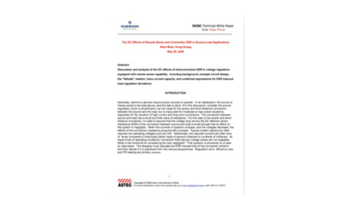 The DC Effects of Remote Sense and Connection ESR in Source-Load Applications